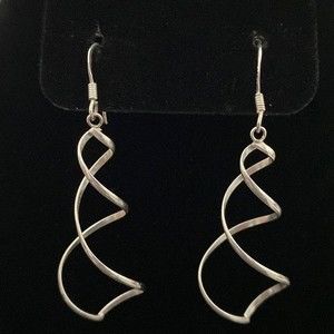 Sterling Silver Twirl Swirl Dangle Earrings
